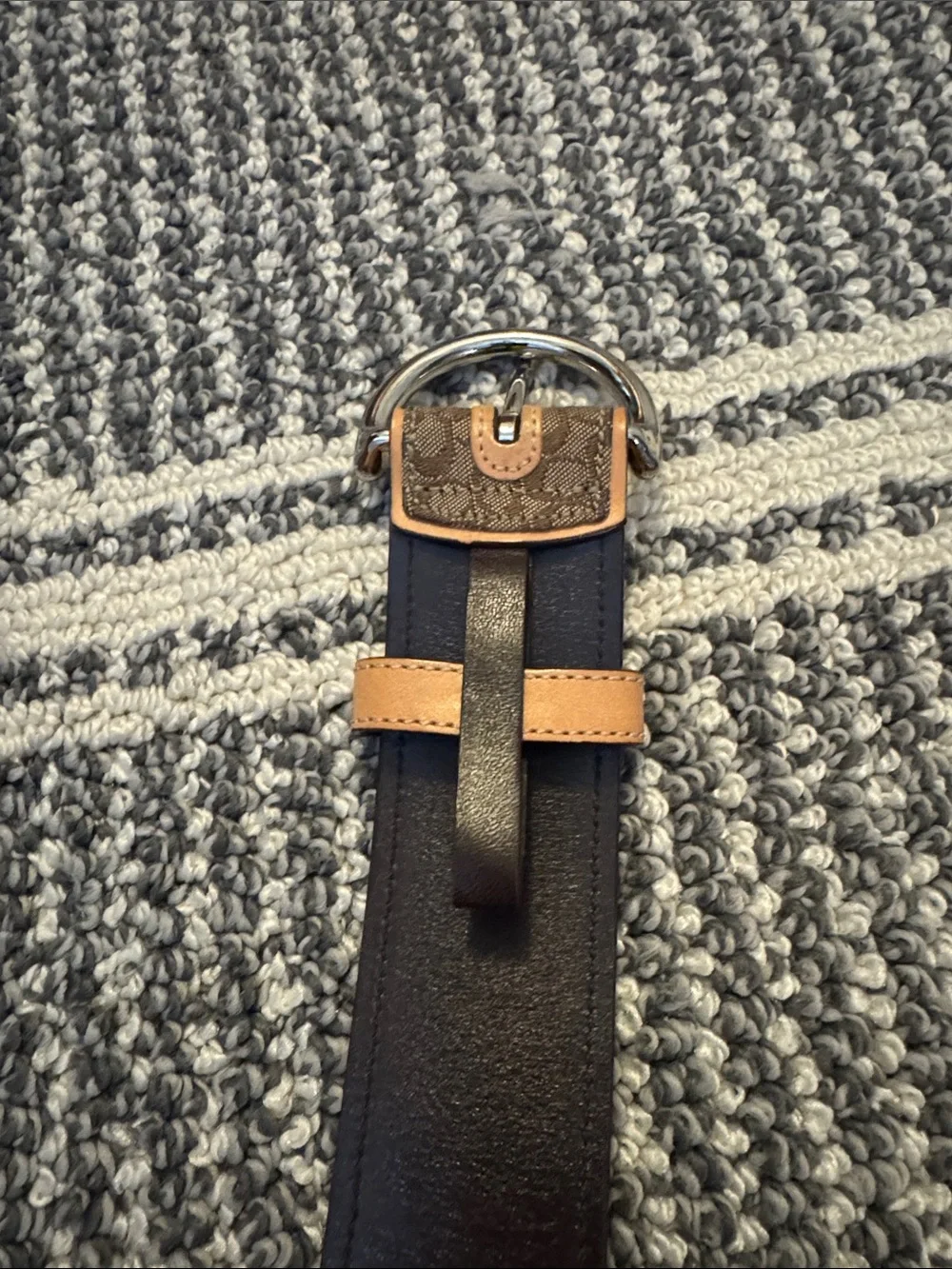 Coach Brown Signature Canvas Belt with Tan Leather Trim NWOT